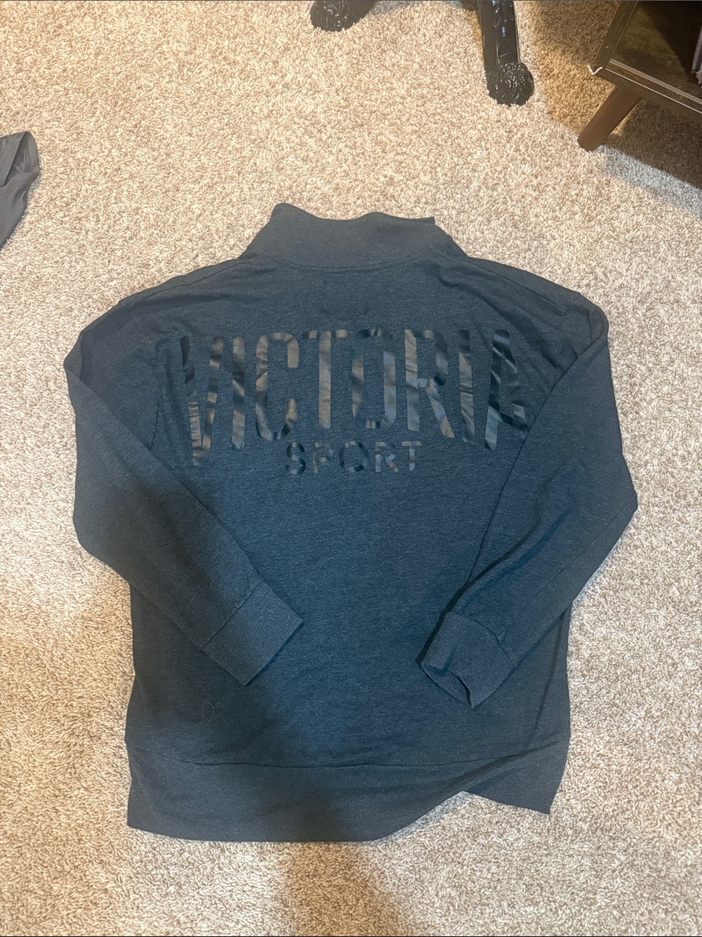 Victoria's Secret Grey quarter zip Pullover with Back Logo Cutout